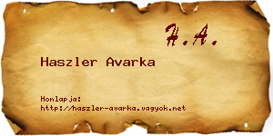 Haszler Avarka névjegykártya